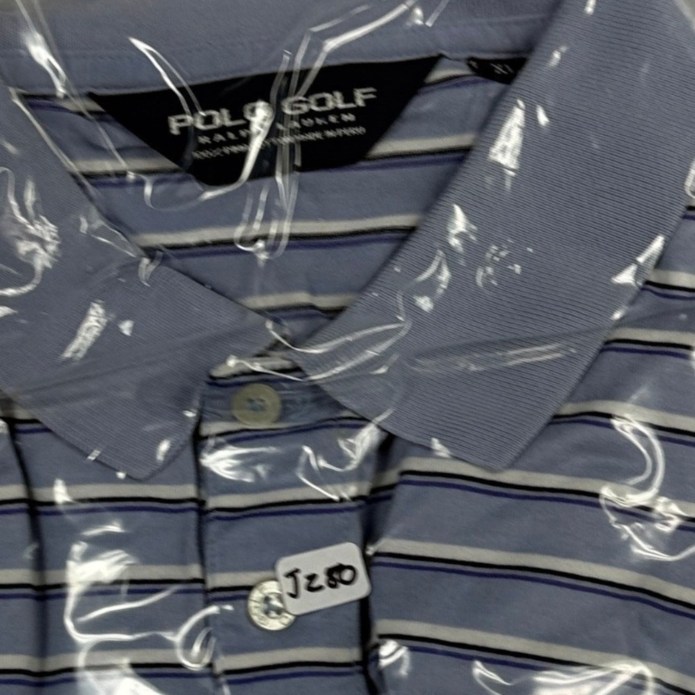 Vintage Polo Golf Ralph Lauren Striped Polo Shirt Mens XL Pima Cotton Blue - Picture 7 of 7